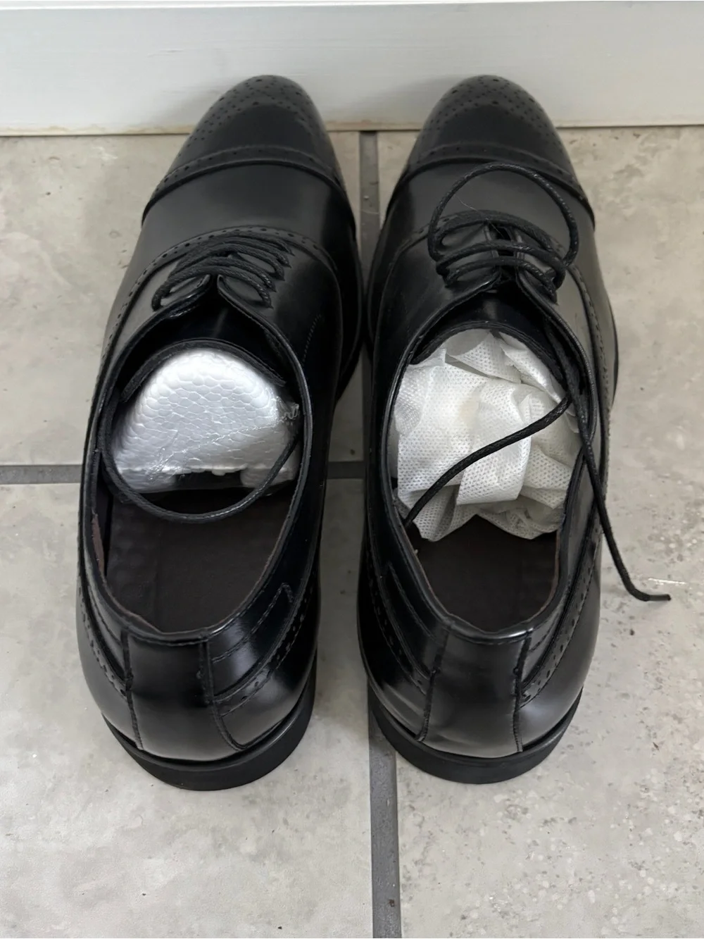 Men's Black Cap-Toe Leather Dress Oxfords size 12/12.5 US
